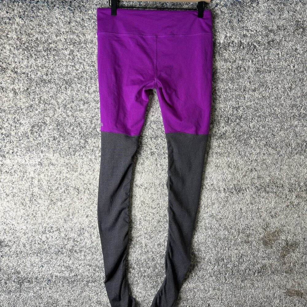 Alo‎ Colorblock Stirrup Leggings Womens Medium Purple Gray Yoga Pants Athletic
